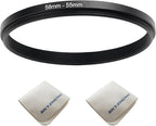58mm Lens to 55mm Camera Lens Adapter 58mm to 55mm Step Down Ring Adapter Ring for All Brands of UV ND CPL, with Premium Lens Wiping Cloth 2 Pack (58mm-55mm)