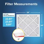 Filtrete 24x24x1, AC Furnace Air Filter MPR 1 MERV 11, Pleated, Allergen Defense, 2-Pack (Exact Dimensions 23.81 x 23.81 x .81)
