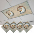 Fluorescent Light Covers for Ceiling Lights Shell Conch Magnetic Light Filters 4 Pack 4x2 ft Vintage Ocean Marine Life Ceiling Lights Cover for Classroom Office School Home Drop Lamp Decor