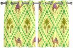 2 Panel Kitchen Cafe Curtains, Desert Sand Camels Sunlight Filtering Nature Air Through, Window Decor Tier Curtains for Living Room 104W x 52L inch Palm Trees Tropical Plants Polka Dot Yellow