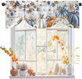 Thanksgiving Pumpkin Tie Up Valance Curtains for Windows, Kitchen Curtains Window Shades, Fall Maple Leaf Daisy Wooden Grain Light Filter Roman Curtain Valances for Bedroom/Bathroom/Cafe 54'' x 18''