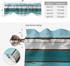Turquoise Teal Tie Up Valance Curtains for Windows, Kitchen Curtains Window Shades, Farmhouse Retro Ombre Wooden Grain Light Filtering Roman Curtain Valances for Bedroom/Bathroom/Cafe 42"x18"