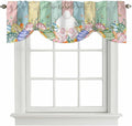 Easter Tie Up Valance Curtains for Windows, Kitchen Curtains Window Shades, Spring Rabbit Ears Foot Eggs Floral Wooden Grain Light Filtering Roman Curtain Valances for Bedroom/Bathroom/Cafe 42"x18"