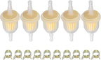 AM116304 Fuel Filter for John Deere GY20709 for Kohler 25 050 22-s for Gravely 21541500 for 1/4" and 5/16" Fuel Line Replaces 71-5960 Pack of 5 with 10 Clamps
