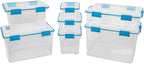 Sterilite 24-Pack Gasket Box, Weather-Resistant Storage Bins with Latching Lids, 7.5 Quart - Heavy-Duty Organizing Containers for Closet, Bathroom, and Office