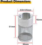 Dia Hose Inlet Suction Strainer Filter, Stainless Steel Water Pump Filter for Garden Irrigation, High Pressure Water Pump, Sprayer & Plumbing Systems (30mm)