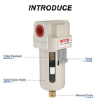 AIRZOE 3/8" NPT Air Dryer for Compressor - Air Compressor Water Separator AF3000-03, Manual Drain,5 Micron Brass Element, Poly Bowl