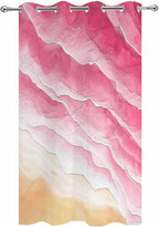 Ocean Outdoor Curtains for Patio Beach Waves Watercolor Abstract Gradient Pink Waterproof Outside Curtains with Grommet Top Weatherproof Curtain for Cabana Pergola Gazebo, 1 Panel, 54" W x 108" L