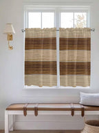 Retro Country Brown Wooden Board Window Valance Curtains, Farmhouse Gradient Plank Light Filtering Kitchen Valance with 3-inch Rod Pocket for Living Room Bathroom Bedroom,2 Panel,27.5x45In