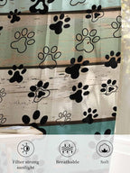 Sheer Curtains 54 Inch Length, Sage Green Brown Paw Prints Semi Sheer Curtains Light Filtering Window Treatment, Vintage Farmhouse Wooden Grain Privacy Voile Drapes for Living Room Bedroom 52x54 Inch