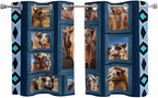 2 Panel Kitchen Cafe Curtains, Desert Camels Sunlight Filtering Nature Air Through, Home Decor Window Covering Tier Curtains for Living Room 55W x 39L inch Wildlife Brown Animals Blue Geometric