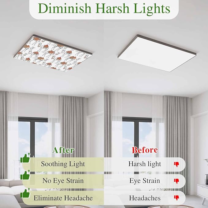 4 Pack Fluorescent Light Cover, Sand Camel Light Covers for Ceiling Lights, Vintage Farmhouse Desert Animals Camel Magnetic Lights Filters Ceiling Shade for Classroom/Office - 4 x 2 Feet