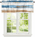 Vintage Blue Valances for Windows, Brown Wood Grain Mottled Texture Abstract Art Kitchen Valance Light Filtering Rod Pocket Short Curtains for Kitchen Bathroom, 1 Panel, 42"x12"