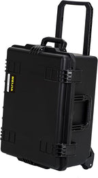 MEIJIA Portable All Weather Premium Rolling Wheels Waterproof Hard Compact Camera Case with Customizable Fit Foam,Pull Handle, 24.6"X19.7"X11.7",Black