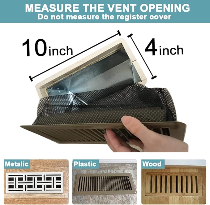Floor Register Cover Trap, Floor Air Vent Cover Screen for Home Air Vent Filters 5-Pack Floor Vent Mesh Filters Net Trap… (4 x 10 Inch)
