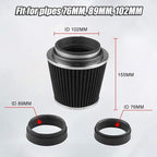 RYANSTAR Universal Clamp-on Air Intake Filter(2 Pack),3 In /3.5 In /4 In Three different Sizes, Round Tapered High Performance, Washable, Replacement Air Filter, For cars and motorcycles (black)