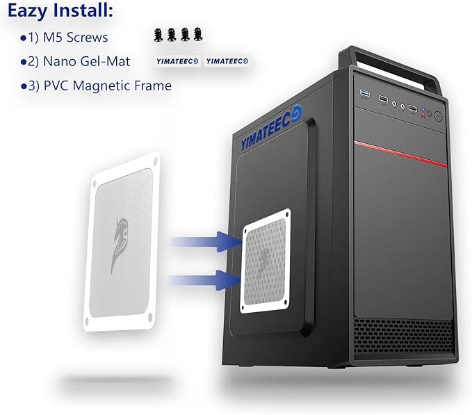 120mm PC Dust Filter Fan Filter Computer Fan Grills Dust Mesh Magnetic Frame PC Case Cover Dustproof PVC 50 Mesh(PVC, Gentleman Aesthetic, 120 * 120mm, 2pcs, White)