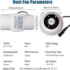3 Inch/75mm Inline Duct Fan 12V 18W Variable Vent Blower Plastic Air Extractor Booster for Carbon Filter Grow Tent Basement Shutter Attic (Color : NO Adjustable Speed, Size : 18w)