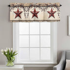 Farmhouse American Valances for Windows, Country Star Berries Vintage Wood Grain Kitchen Valance Light Filtering Rod Pocket Short Curtains for Kitchen Bathroom, 1 Panel, 42"x18"