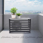 Outdoor Privacy Screen, Metal Air Conditioner Fence Cover with 4 Panels, Outdoor Trash Can Pool Equipment Enclosure Panels (Gray 2)