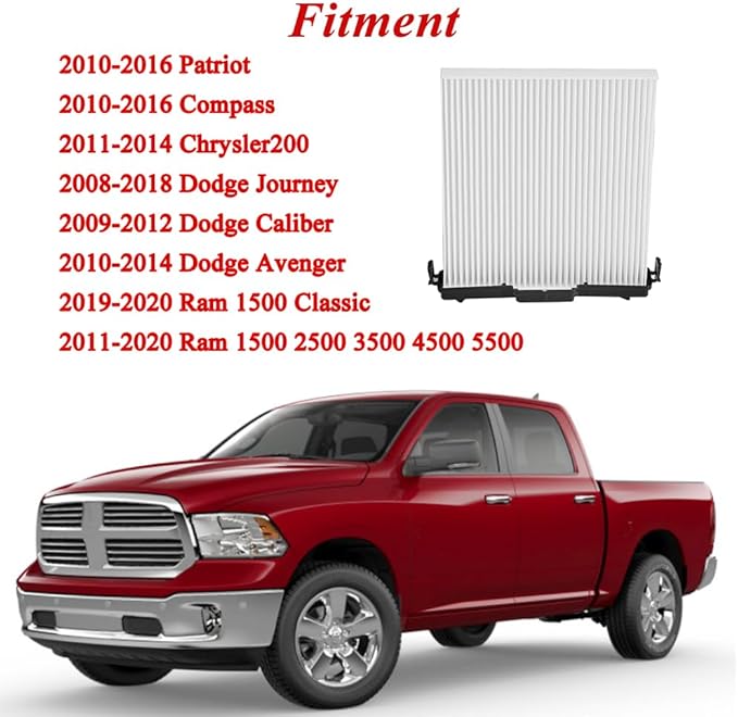 68406048AA 68052292AA Air Conditioning Filter Cabin Air Filter & Filter Access Door Compatible with Chrysler Dodge Vehicle 200, Ram 1500 2500 3500 2011-2019 Replaces 68318365AA 5058693AA