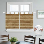 Vintage Western Kitchen Curtains 36 Inch Length, Small Window Curtains Tab Top, Rustic Farmhouse Wooden Grain Barn Door Light Filtering Short Window Treatments Tier Drapes 27.5"x36" 2 Panel