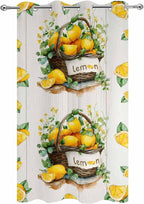 Lemon Outdoor Curtains for Patio Lemons Baskets Summer Tropical Plant Wood Waterproof Outside Curtains with Grommet Top Weatherproof Curtain for Cabana Pergola Gazebo, 1 Panel, 54" W x 108" L