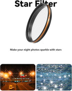Fotorgear Camera Lens Filter,67mm Clip On Filters Professional Photography for Camera Lens, 67mm Universal Phone Polarizer Filter CPL ND Black Mist Gold Streak for iPhone Xiaomi Huawei (Black Mist)