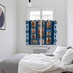 2 Panel Kitchen Cafe Curtains, Desert Camels Sunlight Filtering Nature Air Through, Home Decor Window Covering Tier Curtains for Living Room 104W x 63L inch Wildlife Brown Animals Blue Geometric