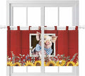 Pig Sunflowers Kitchen Curtains 36 Inch Length, Small Window Curtains Tab Top, Eucalyptus Leaves Floral Bees Red Barn Light Filtering Short Window Treatments Tier Drapes 27.5"x36" 2 Panel
