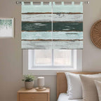 Blue Teal Kitchen Curtains 45 Inch Length, Short Cafe Window Curtains Tab Top, Vintage Wooden Retro Art Farmhouse Barns Light Filtering Window Treatments Tier Drapes 27.5"x45" 2 Panel