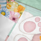 Easter Curtain Valances for Windows, Kitchen Valance Window Treatment, Spring Colorful Bunny Eggs Flower Wood Grain Light Filtering Block Curtains for Bathroom/Bedroom/Living Room 42'' x 18''