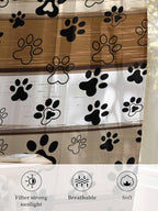 Sheer Curtains 72 Inches Long, Brown Beige Farmhouse Semi Sheer Curtains Light Filtering Window Treatment, Black Dog Paw Vintage Wooden Privacy Voile Drapes for Living Room Bedroom 52x72 Inch