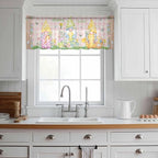 Happy Easter Sheer Valances for Windows 42"x18", Light Filtering Kitchen Curtains Valance, Spring Gnomes Duck Floral Eggs Pink Plaid Rod Pocket Chiffon Curtains for Living Room Bedroom Cafe