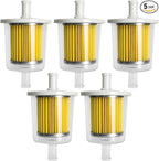 5 Pack 3/8" Universal Fuel Filters, Inline Gas Fuel Line for Industrial Tractors Cars Trucks Motorcycles Gas Powered Engine