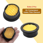 Pack of 2 Air Compressor Silencer with Replacement Elements, 1/4" Thread Air Compressor Intake Filter Silencer, 13mm Metal Air Compressor Filter Noise Muffler Replacement Parts