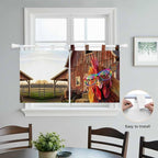Farm Rooster Kitchen Curtains 24 Inch Length, Small Window Curtains Tab Top, Farmhouse Barn Funny Animals Butterfly Light Filtering Short Window Treatments Tier Drapes 27.5"x24" 2 Panel
