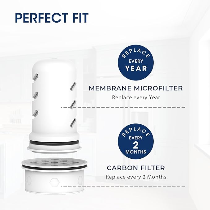 MARRIOTTO Water Filter Replacement for LS Home Glass Pitcher 7 Cup/Plastic Pitcher 7 Cup, 2 Membrane Micro Filter and 2 Activated Carbon + Ion Exchange Filter