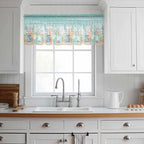 Summer Beach Sheer Valance Curtains, Green Ocean Colorful Coral Shell Seaweed Starfish Sandy Light Filtering Kitchen Valances Rod Pocket Voile Curtain for Bedroom/Living Room/Basement 42Wx12L