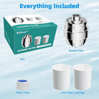 Hibbent Shower Filter for Hard Water, High Output Shower Head Filter to Remove Chlorine and Fluoride, 20 Stage Showerhead Filter, Shower Water Filter with 2 Replaceable Filter Cartridges, Chrome