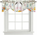 Easter Tie Up Valance Curtains for Windows, Kitchen Curtains Window Shades, Spring Farmhouse Watercolor Bunny Eggs Wood Grain Light Filtering Roman Curtain Valances for Bedroom/Bathroom/Cafe 54"x18"