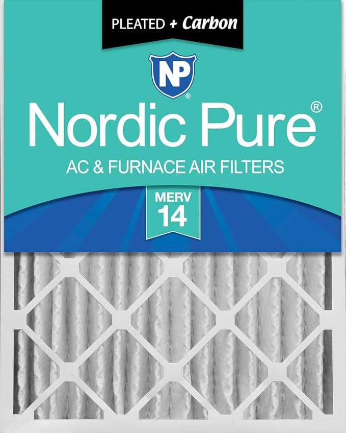 Nordic Pure 20x25x4 (Actual Size: 19 1/2 x 24 1/2 x 3 5/8) Pleated Air Filters MERV 14 Plus Carbon 1 Pack