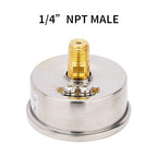 MEASUREMAN 2-1/2inch Dial Size, Glycerin Filled Pressure Gauge, 0-100psi/kpa, 304 Stainless Steel Case, 1/4 Inch NPT Center Back Mount