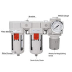 NANPU 3/8" NPT Air Drying System - Double Air Filters, Air Pressure Regulator Combo - Semi-Auto Drain, Poly Bowl