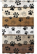 Sheer Curtains 84 Inches Long, Brown Beige Farmhouse Semi Sheer Curtains Light Filtering Window Treatment, Black Dog Paw Vintage Wooden Privacy Voile Drapes for Living Room Bedroom 52x84 Inch