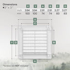 Vent Systems 3" x 3" (Opening Dimensions) - Pack of 5 - White Plastic Soffit Vent Cover - Durable Flat Square Air Vent Grille with Mesh Screen - Ventilation Grill Wall & Ceiling Indoor & Outdoor