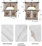 Country Star Swag Kitchen Curtains Valance and Tier Set, VintageRust Yellow Star Berry Beige Barn Gate Light-Filtering Swag Valance 36 Inch Length, Rod Pocket Short Curtain for Bedroom Cafe