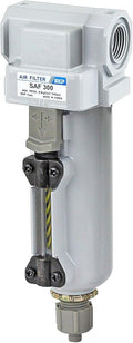 PneumaticPlus SAF300-N03B-MEP Compressed Air Particulate Filter 3/8" NPT, 10 Micron Element, Metal Bowl, Manual Drain, Bracket