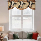 Farmhouse Cow Tie Up Valance Curtains for Windows, Kitchen Curtains Window Shades, Country Vintage Animals Wooden Grain Light Filtering Roman Curtain Valances for Bedroom/Bathroom/Cafe 54"x18"