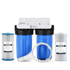 iFilters 2-Stage 10" Well Water Whole House Filtration Complete Commercial Grade System | Removes Sediment, Chlorine, Rust, Odor, Taste, Iron, Heavy Metals | Dual Stage with 1" Ports